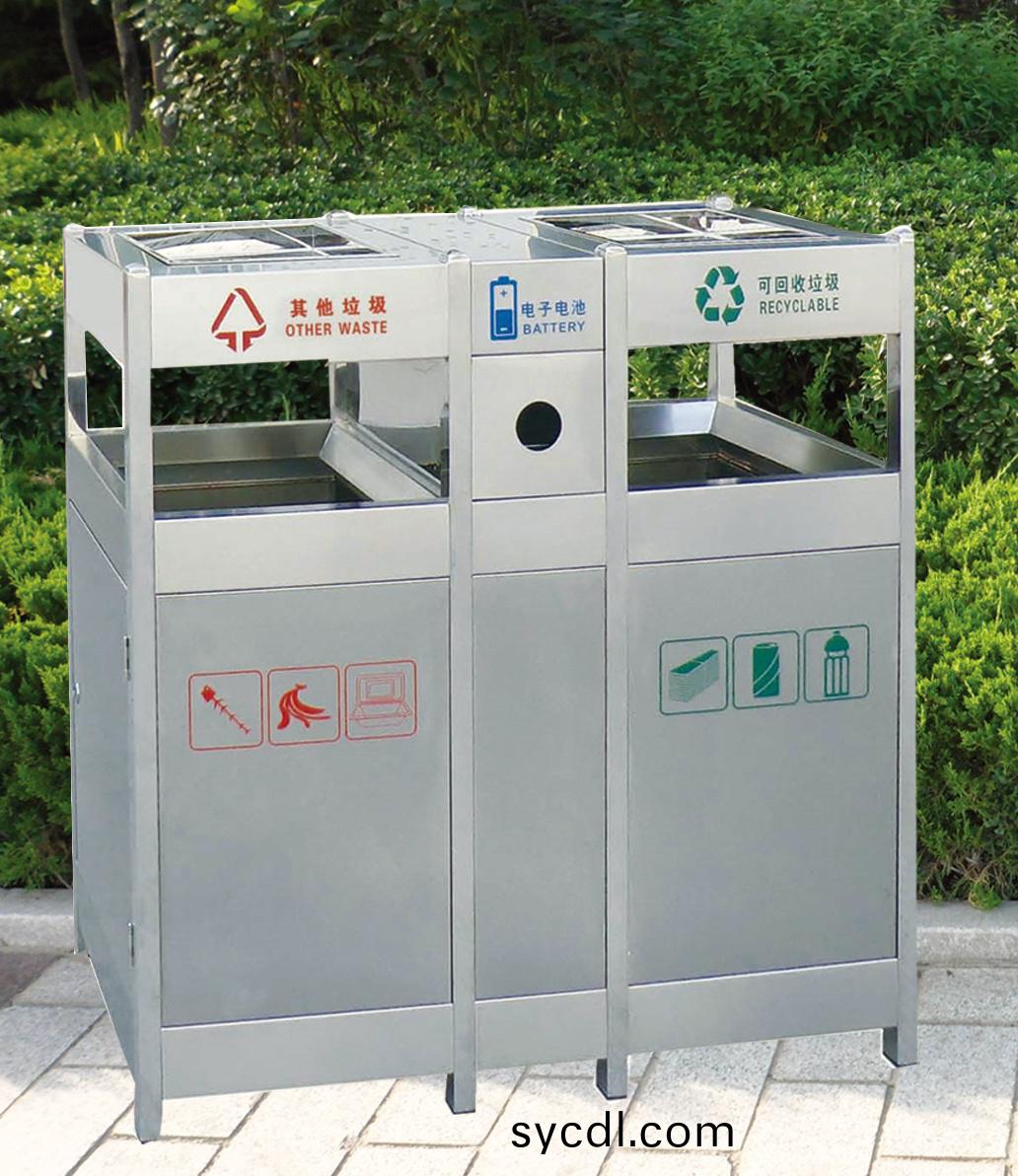 淄愽不(bu)鏽鋼分類垃圾桶，濟寧不鏽鋼分類菓皮(pi)箱