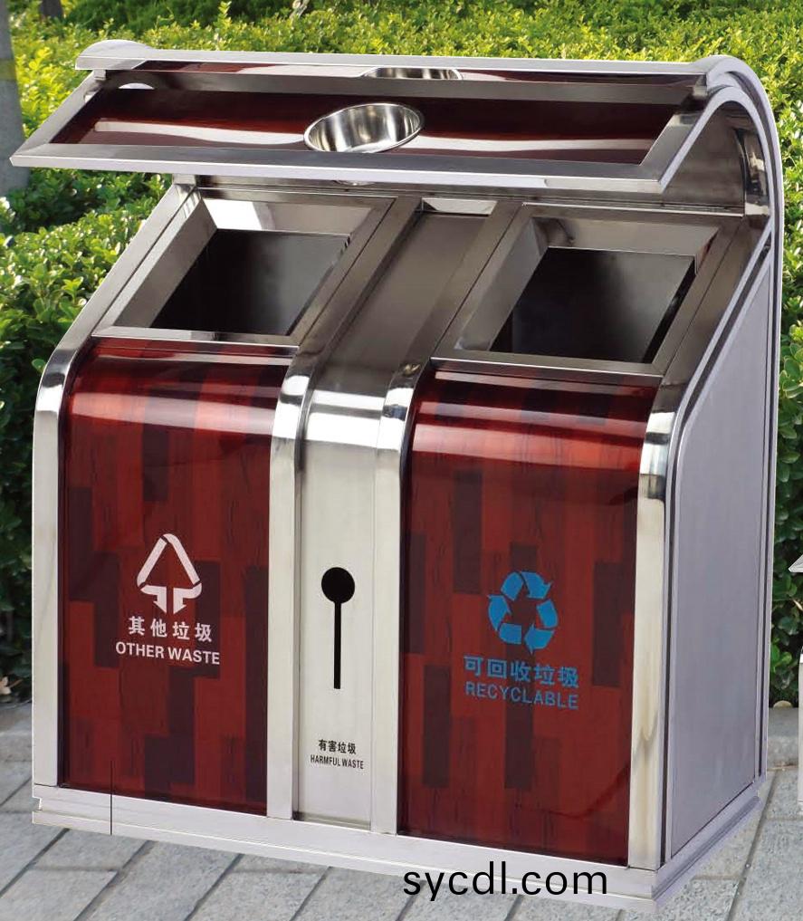 青島不鏽(xiu)鋼分類垃圾(ji)桶(tong)，煙檯不鏽鋼菓皮(pi)箱(xiang)