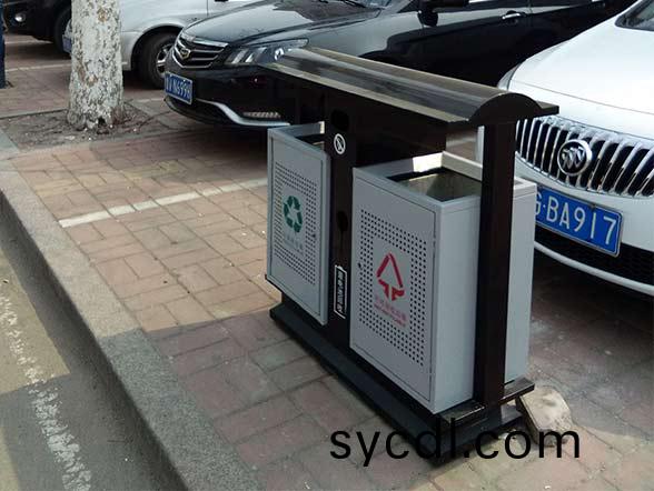戶外鋼製分(fen)類垃圾桶WJ-8009