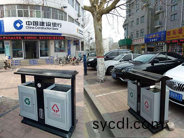 戶外(wai)鋼(gang)製分類垃圾桶WJ-8009